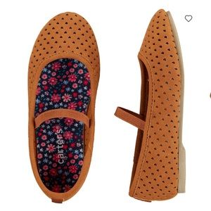 Carters Toddler Sz 7 Brown Fall Ballet Flat shoes sandals Hearts